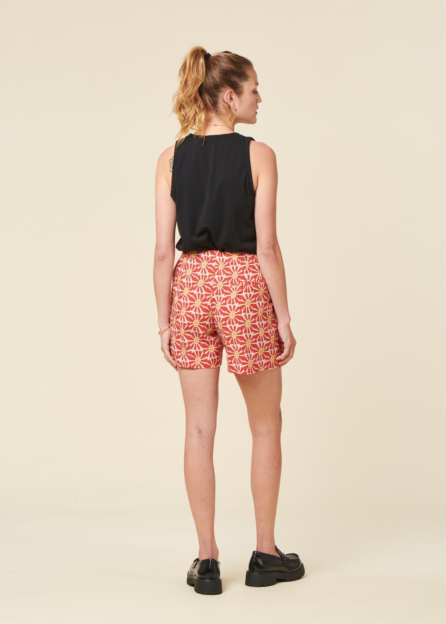 Short en coton bio | imprimé rouge "marisol roxy short red - red"