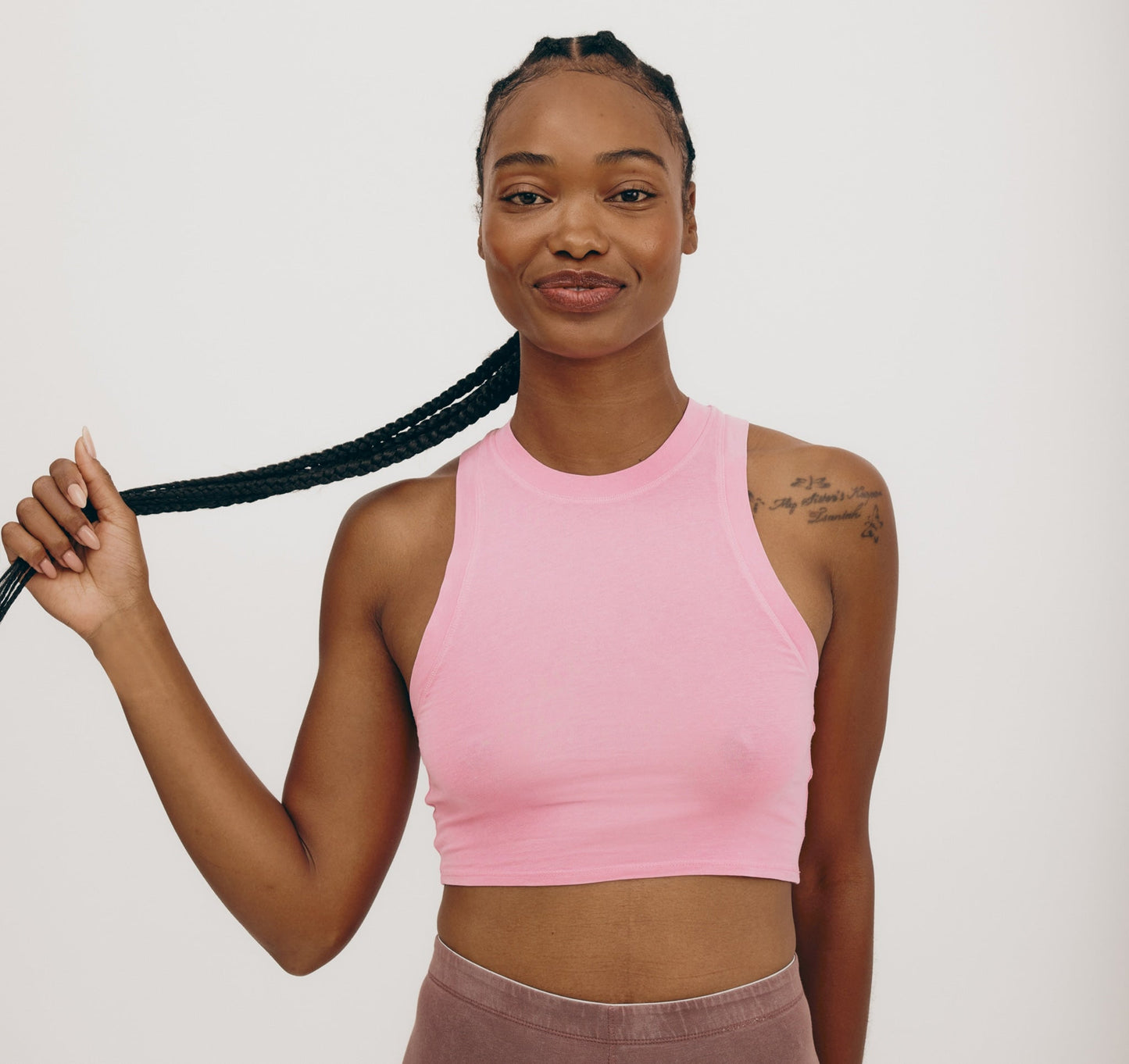 Débardeur en coton bio | rose "core crop tank top muted petal pink"