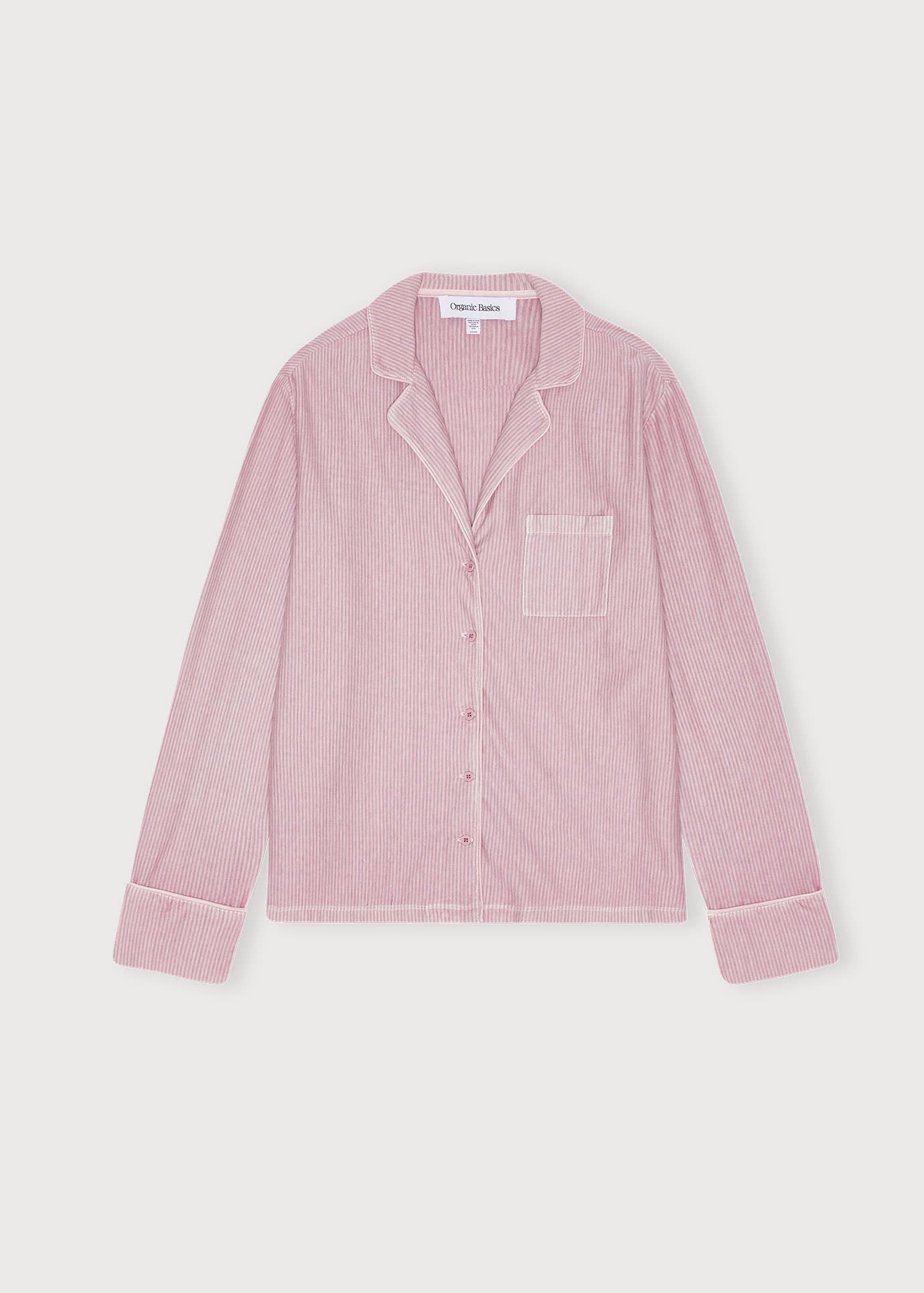 Haut pyjama en coton bio et tencel | rayé rose "core sleep shirt - pink stripe"