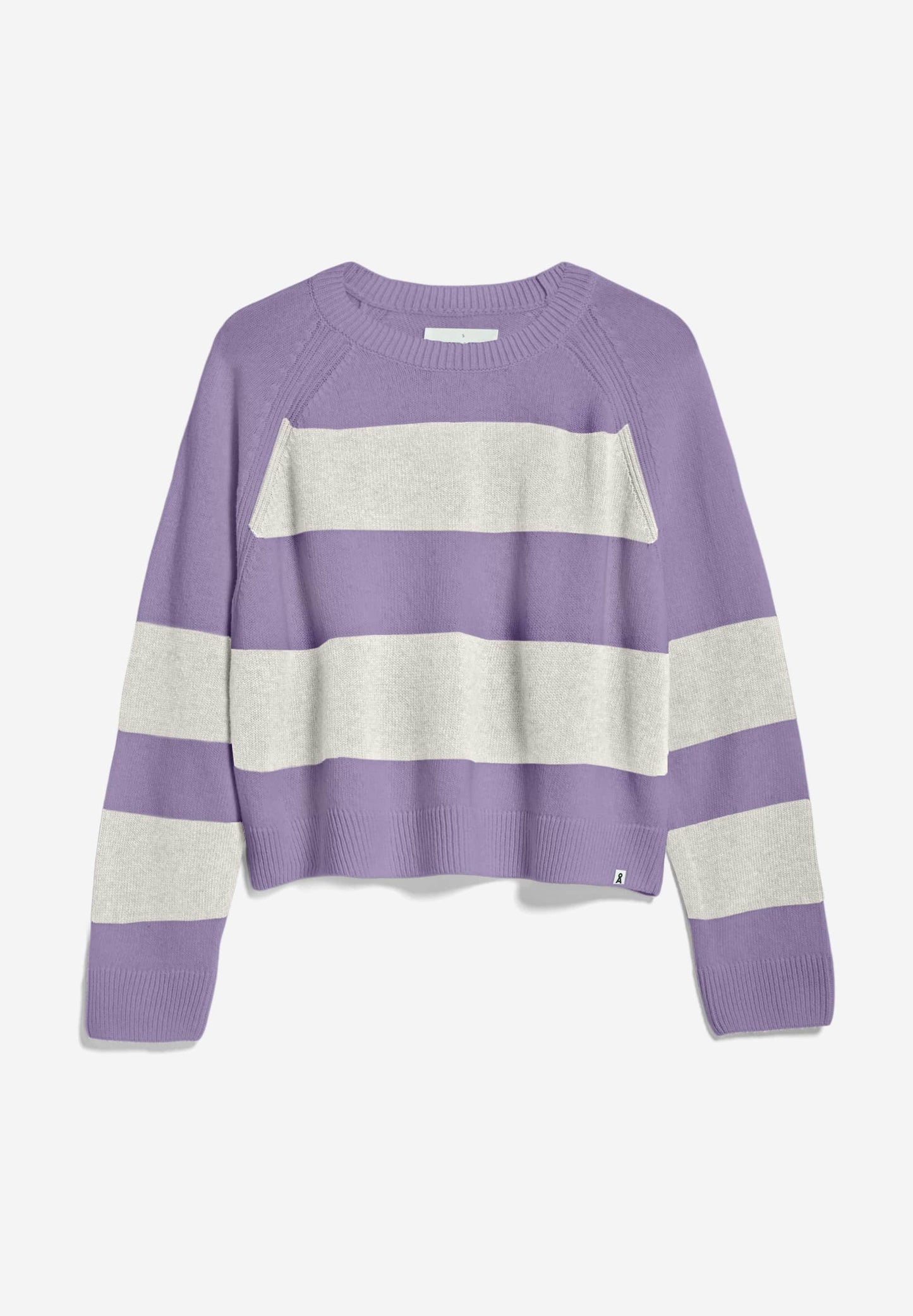 Pull en laine bio et recyclée | Rayé écru et lilas "diliriaa stripe smart lilac melange-oatmilk"