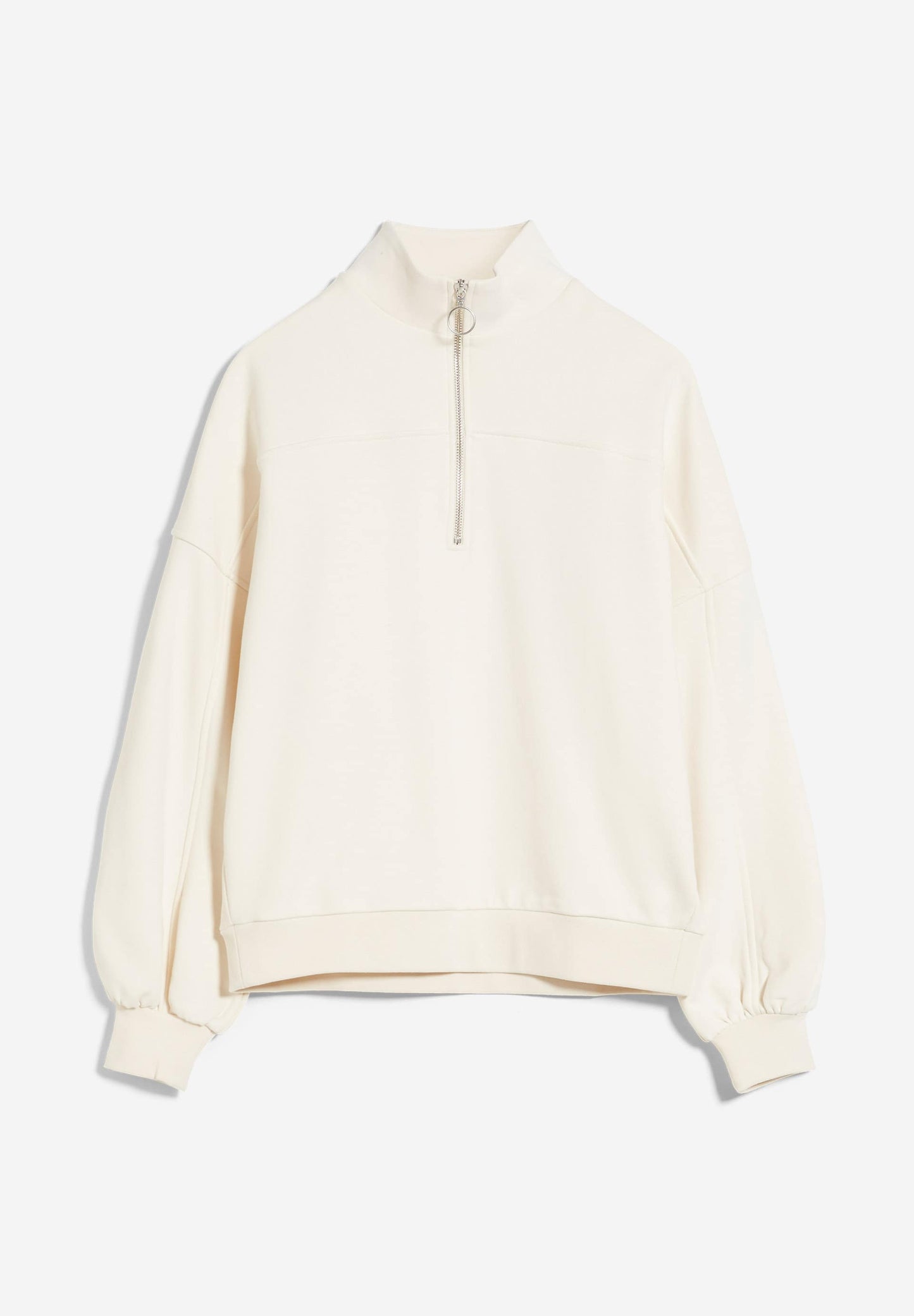 Sweat col zippé écru en coton bio - eminaa undyed