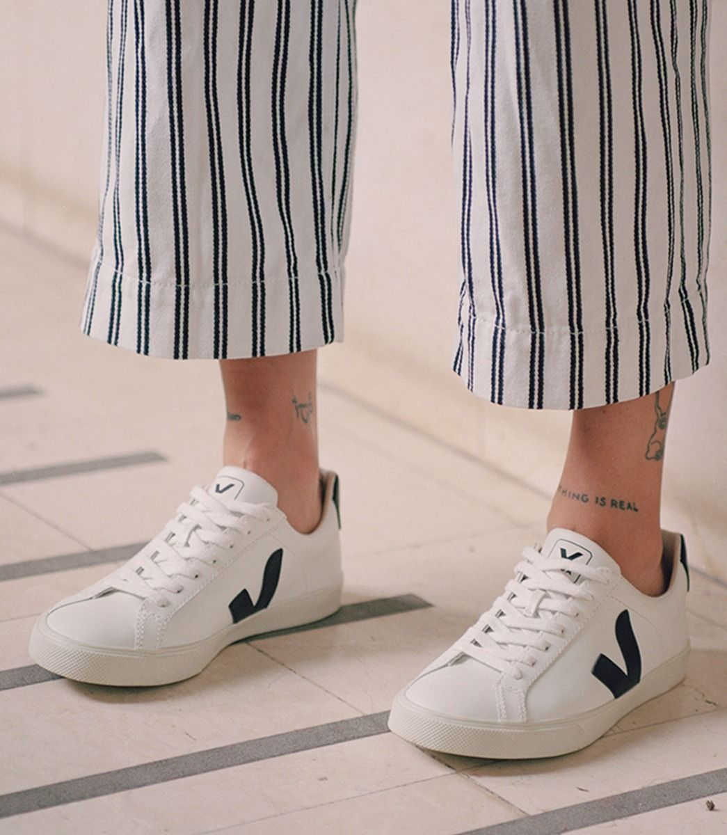 Baskets en cuir certifié | blanc et noir "esplar leather extra white black"