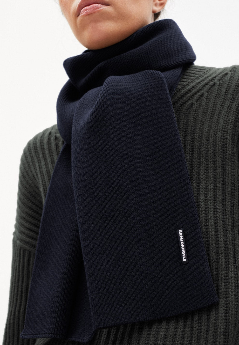 Echarpe marine en coton bio - faabero soft depth navy