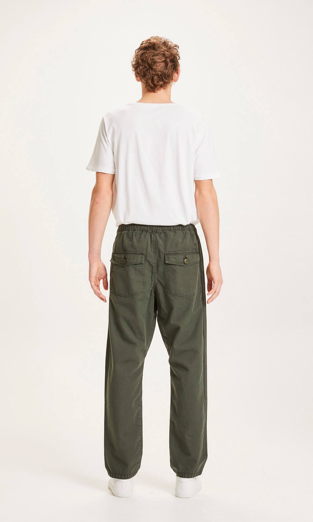 Pantalon ample vert forêt en coton bio - Fig