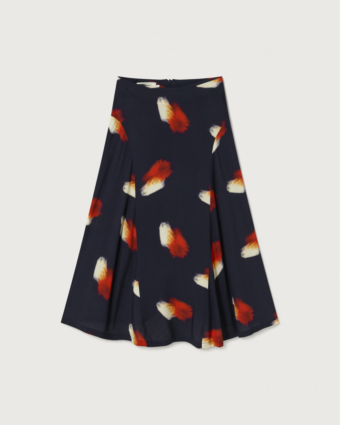 Jupe longue marine à motifs en ecovero - flowers amelie skirt navy