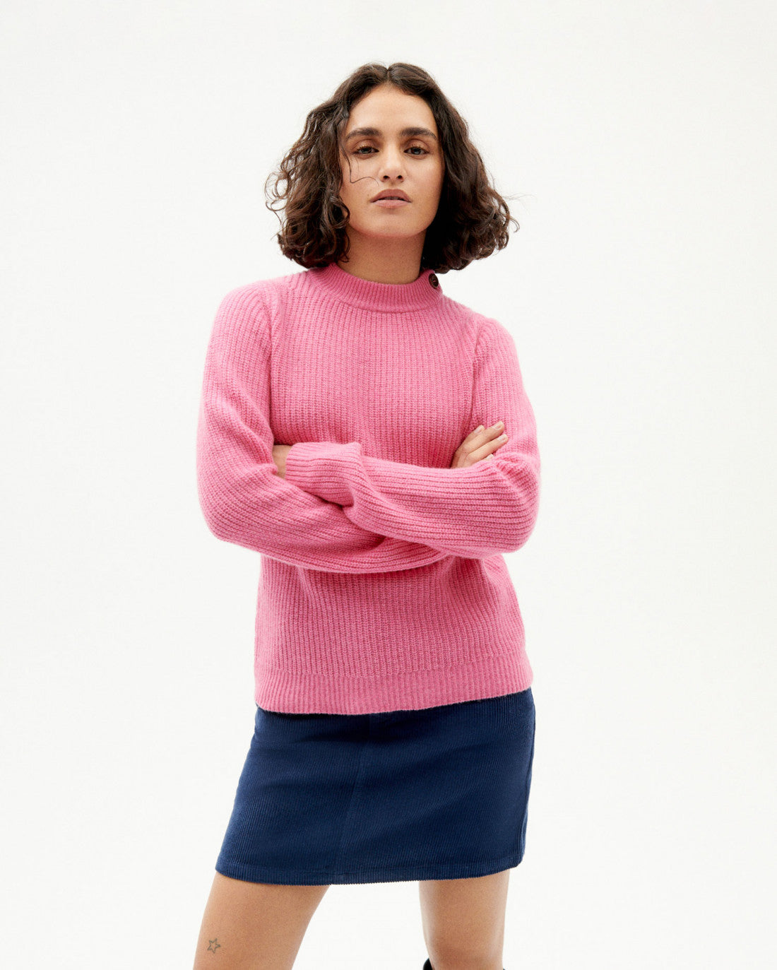 Jupe droite en velours de coton bio | marine "navy corduroy marsha skirt"