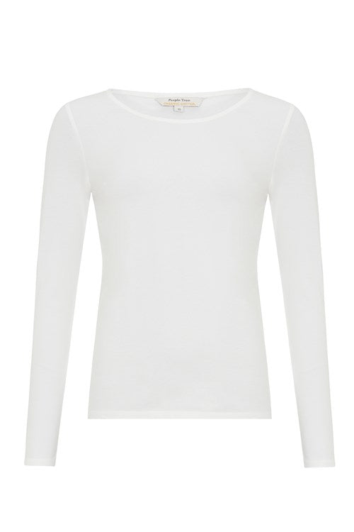 T-shirt manches longues blanc coton biologique - Fallon
