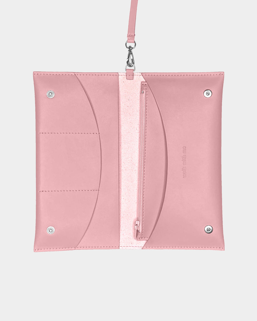 Portefeuille rose en matières recyclées - flat purse pink
