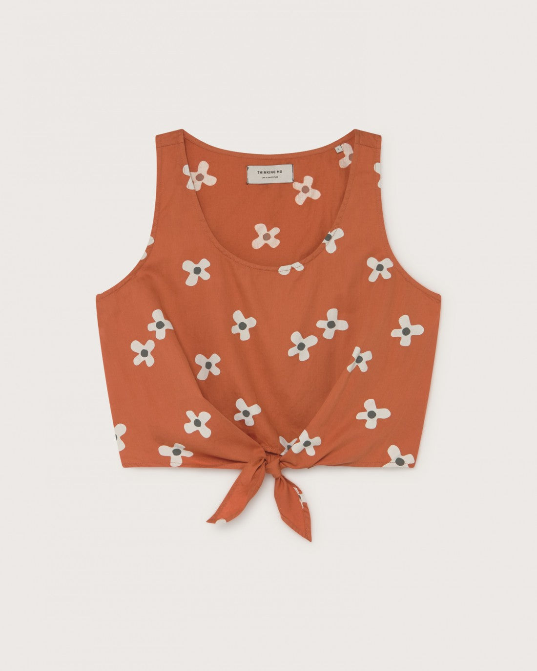 Crop top terracotta motif fleurs en coton - Bambili