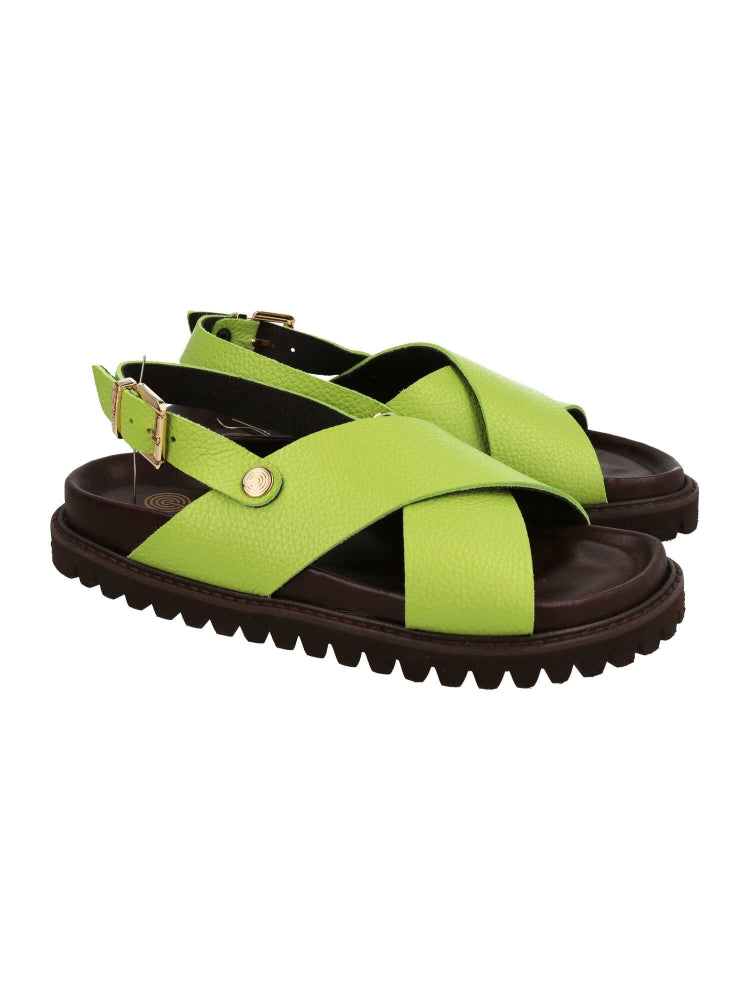 Sandales en cuir certifié | vert "melen embossed leather lime"