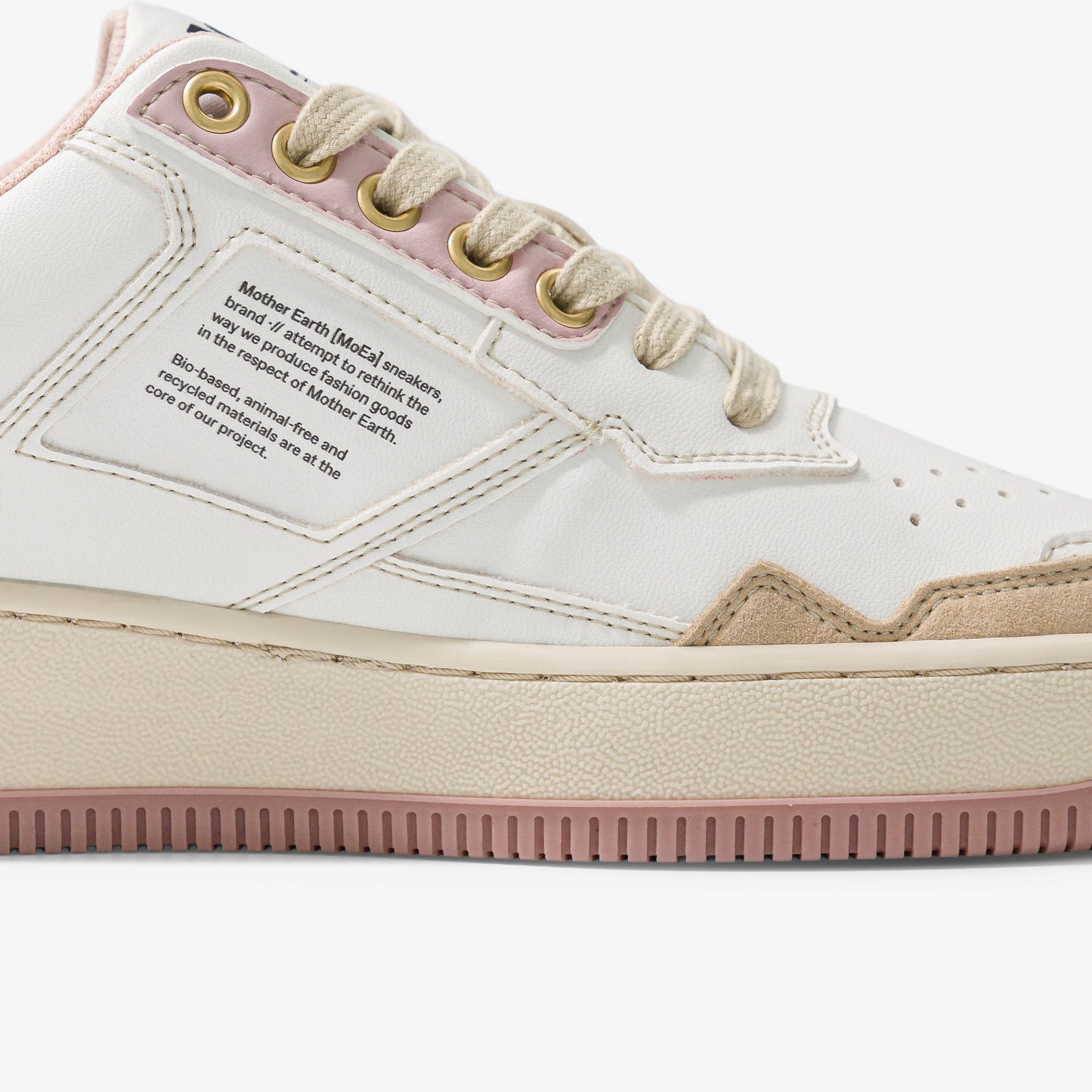 Baskets vegan en matière végétale | rose "gen1 corn white & pink suede"
