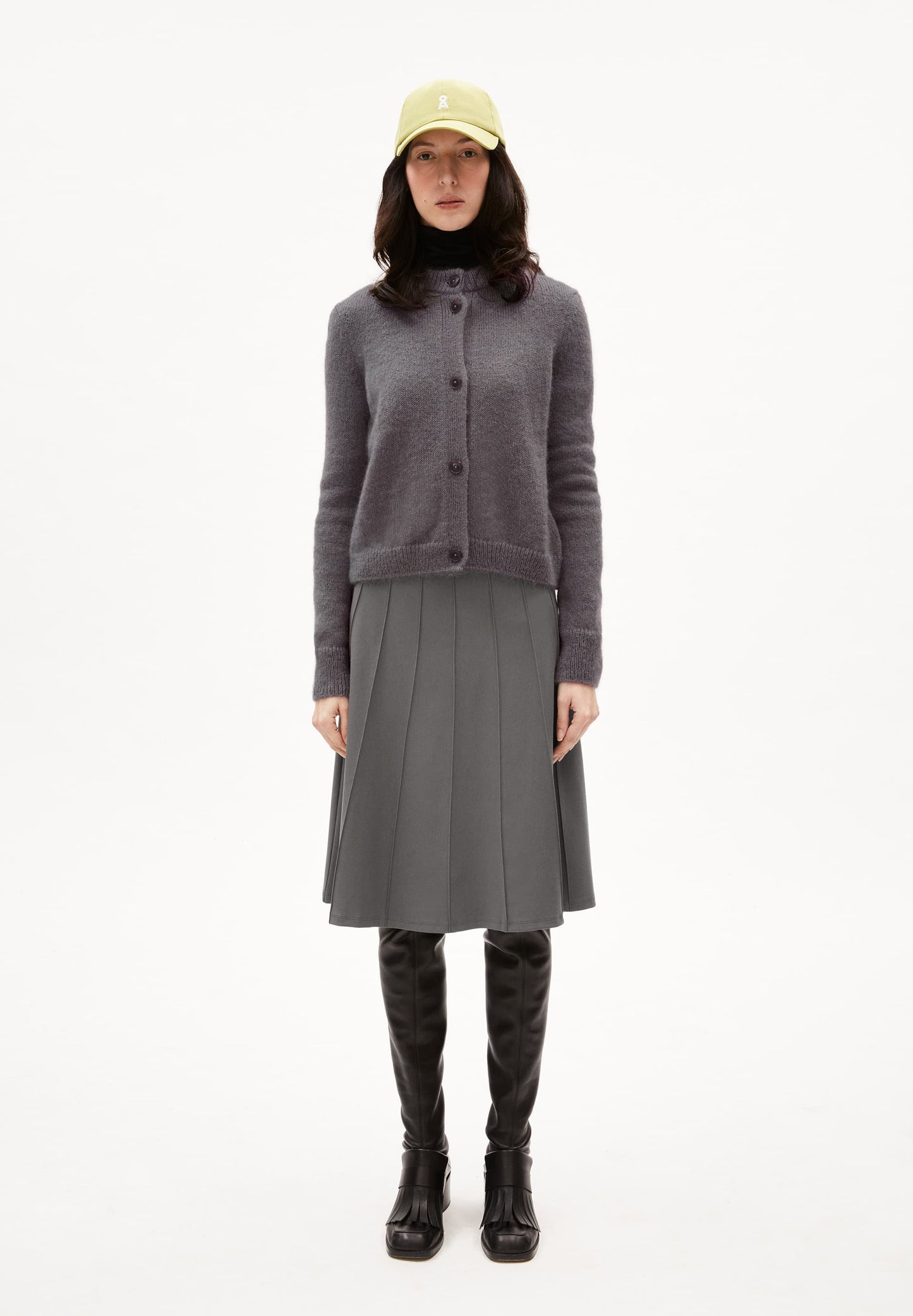 Gilet en laine et mohair recyclé | gris "gilaah mohair - iron cast"
