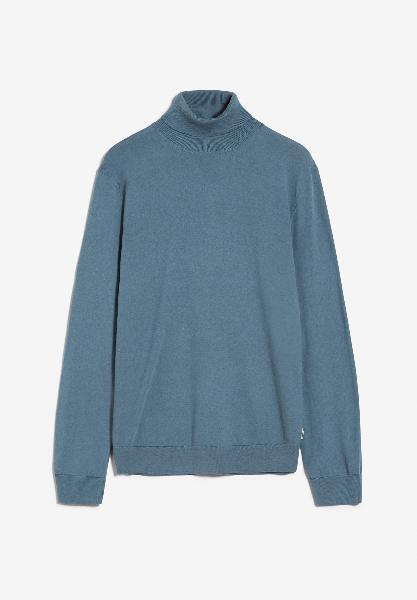 Pull col roulé bleu en coton bio - glaan solid blue steel