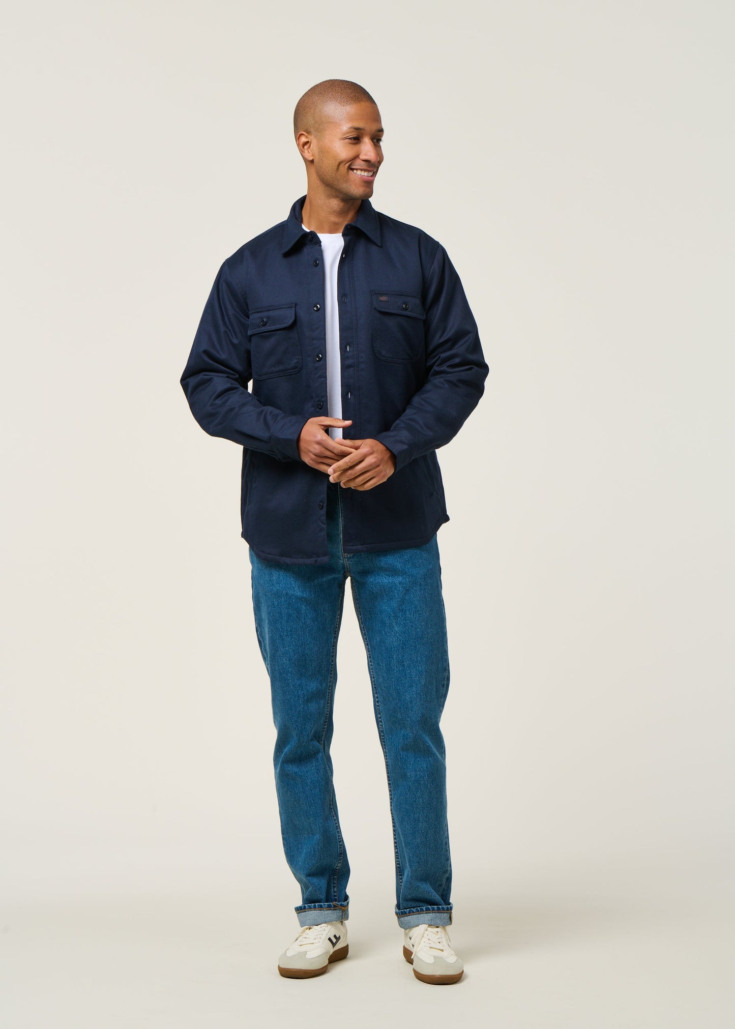 Veste en coton bio | marine "glenn padded shirt navy"
