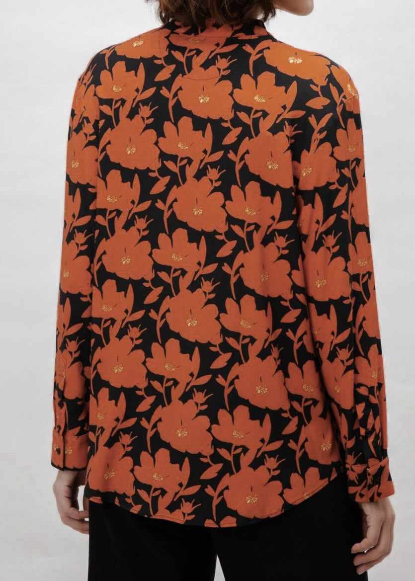 Chemise en ecovero | orange et noir "bloom boho viscose blouse "