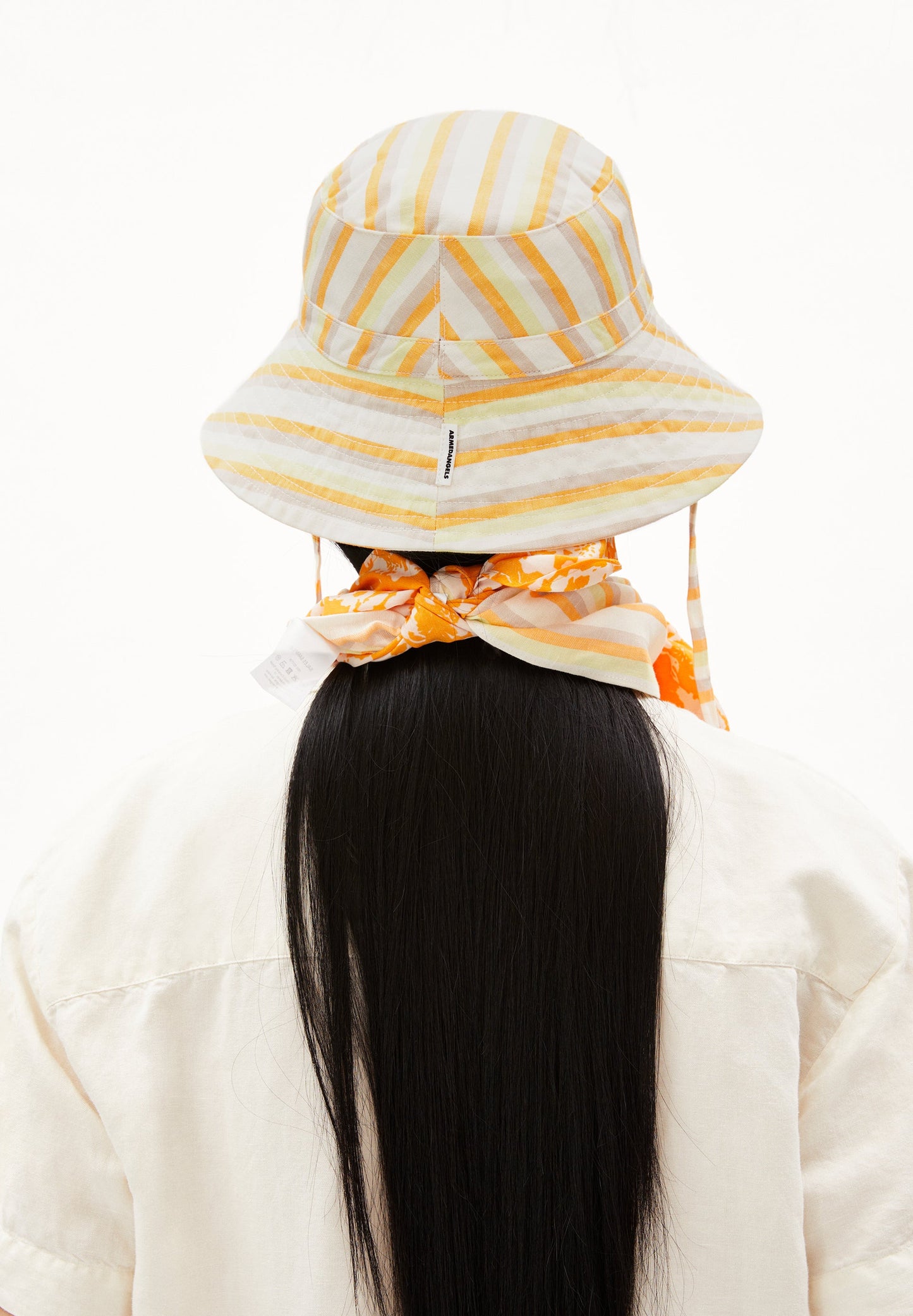 Bob rayé en lin et tencel - haaley off white-mangorange