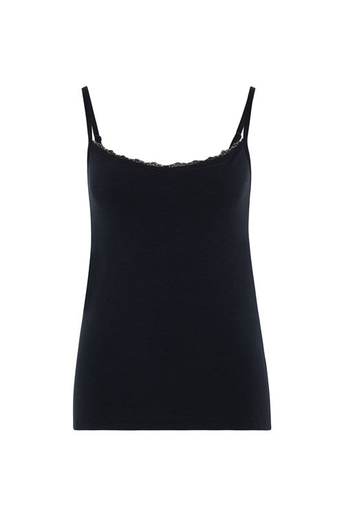 Débardeur noir à brassière intégrée en coton bio - camisole