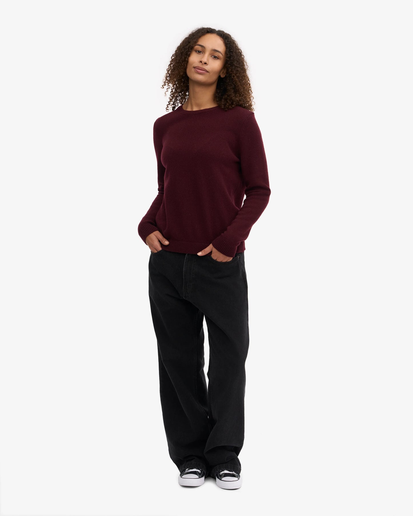 Pull en laine mérinos recyclée | bordeaux "Oxblood Red"