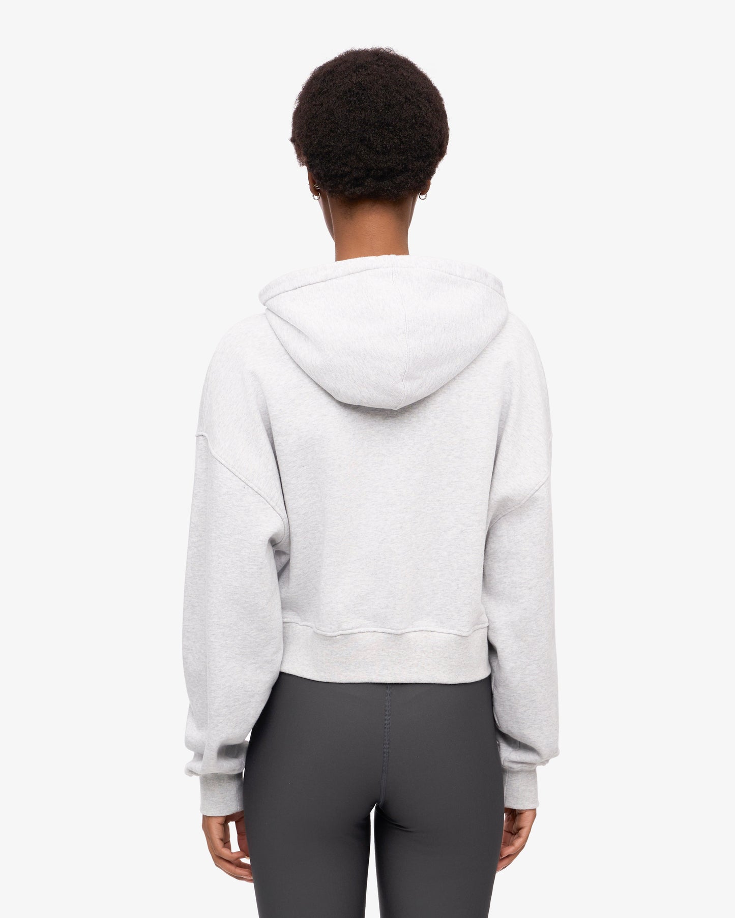 Sweat court zippé en coton bio | gris chiné "organic crop zip hood - snow melange"