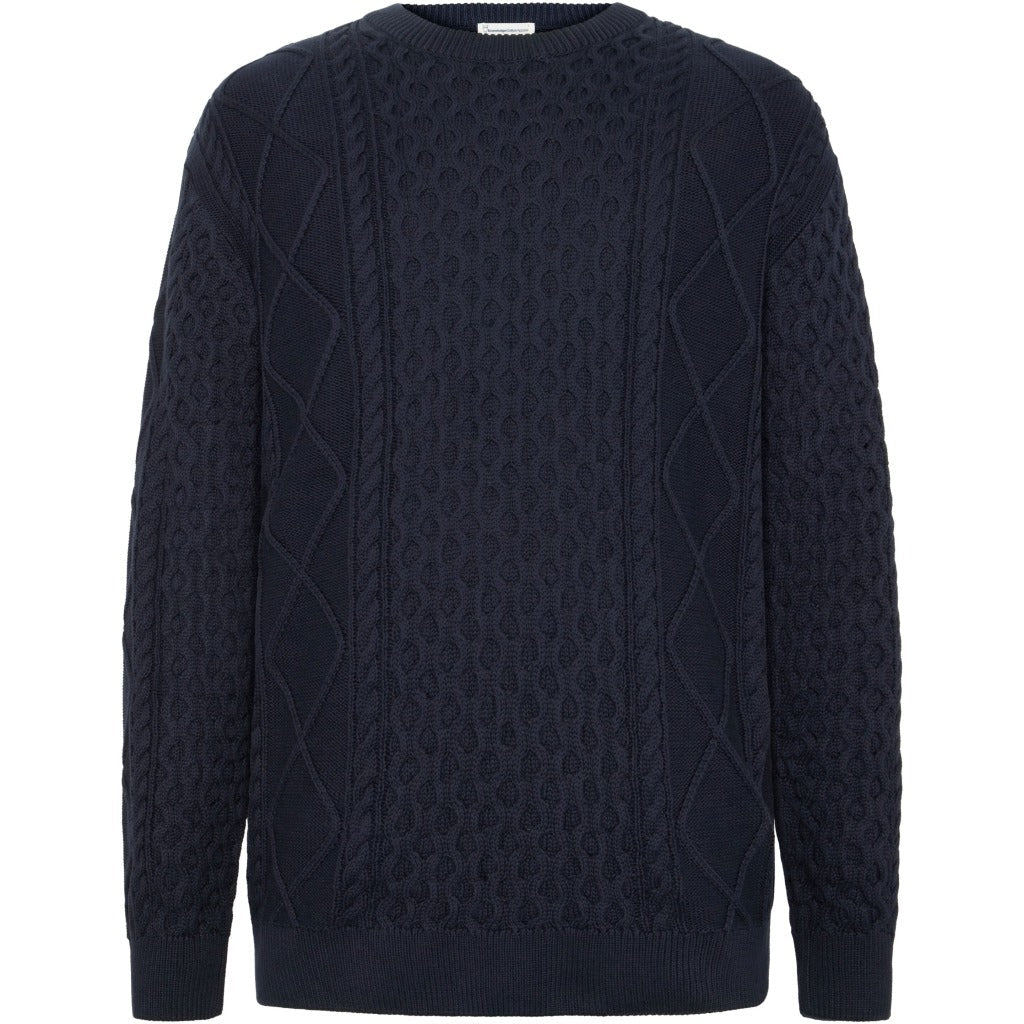 organic cotton cable knit gots - night sky