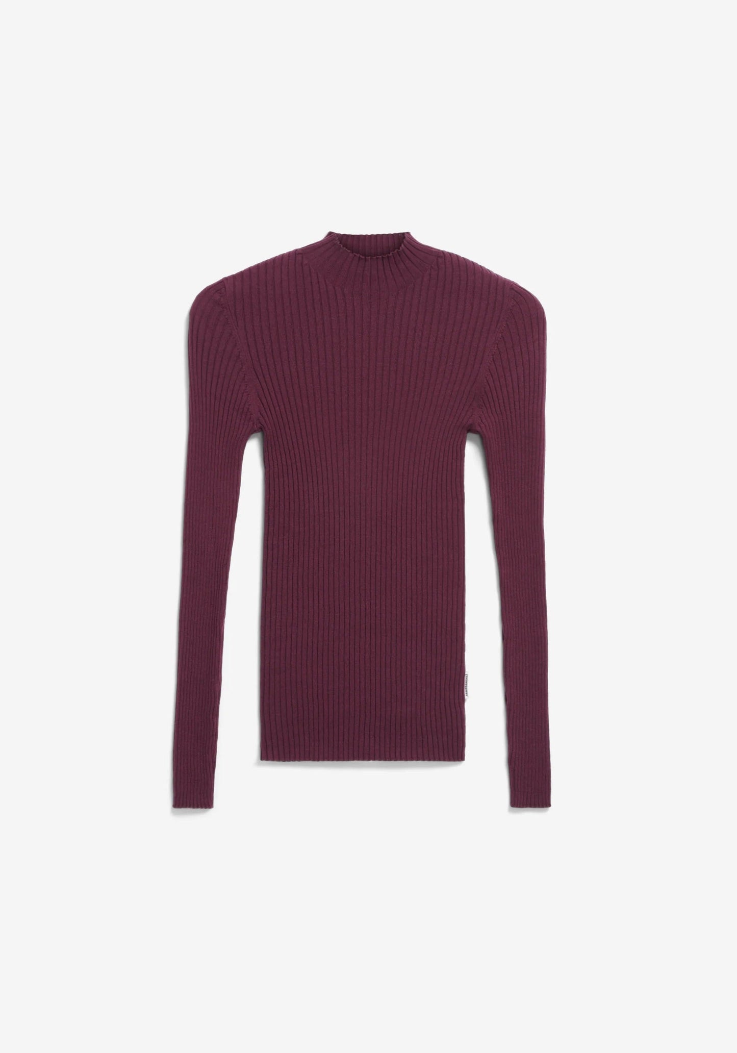 Sous-pull côtelé en coton bio | bordeaux "alaania dark cranberry"