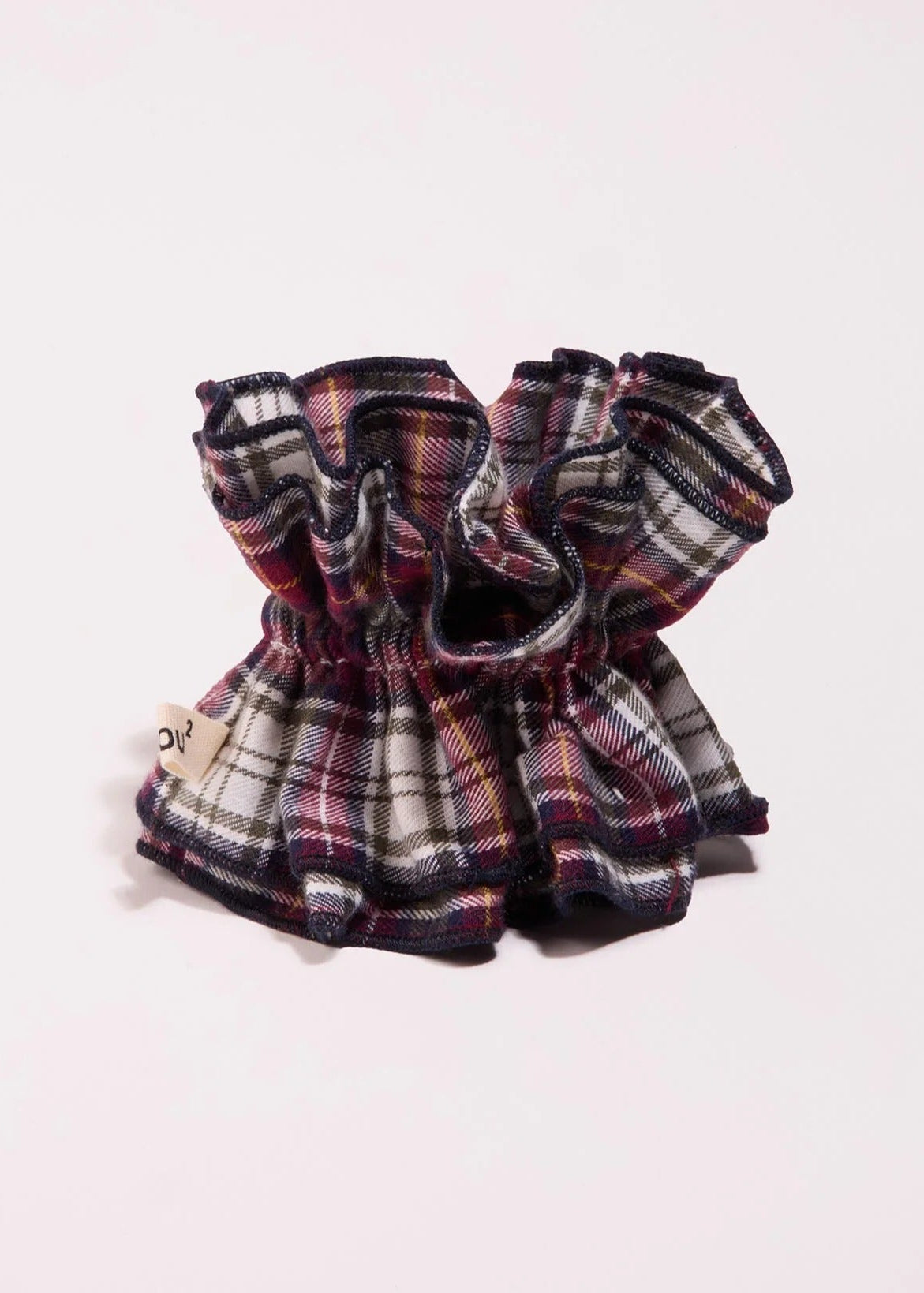 Maxi chouchou en matière upcyclée | tartan rouge