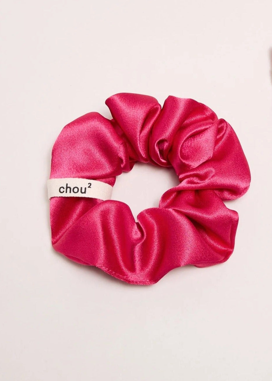 chouchou en satin upcyclé | framboise
