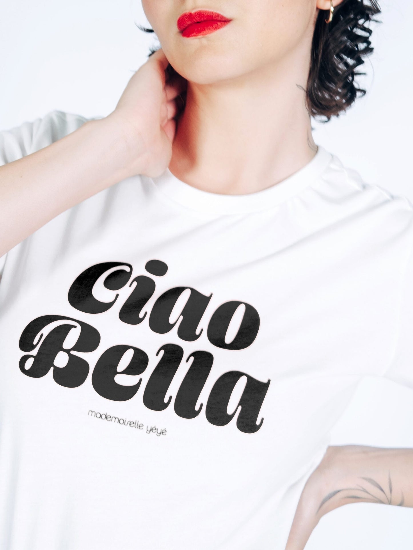 T-shirt en coton bio | blanc "ciao bella t-shirt - white"