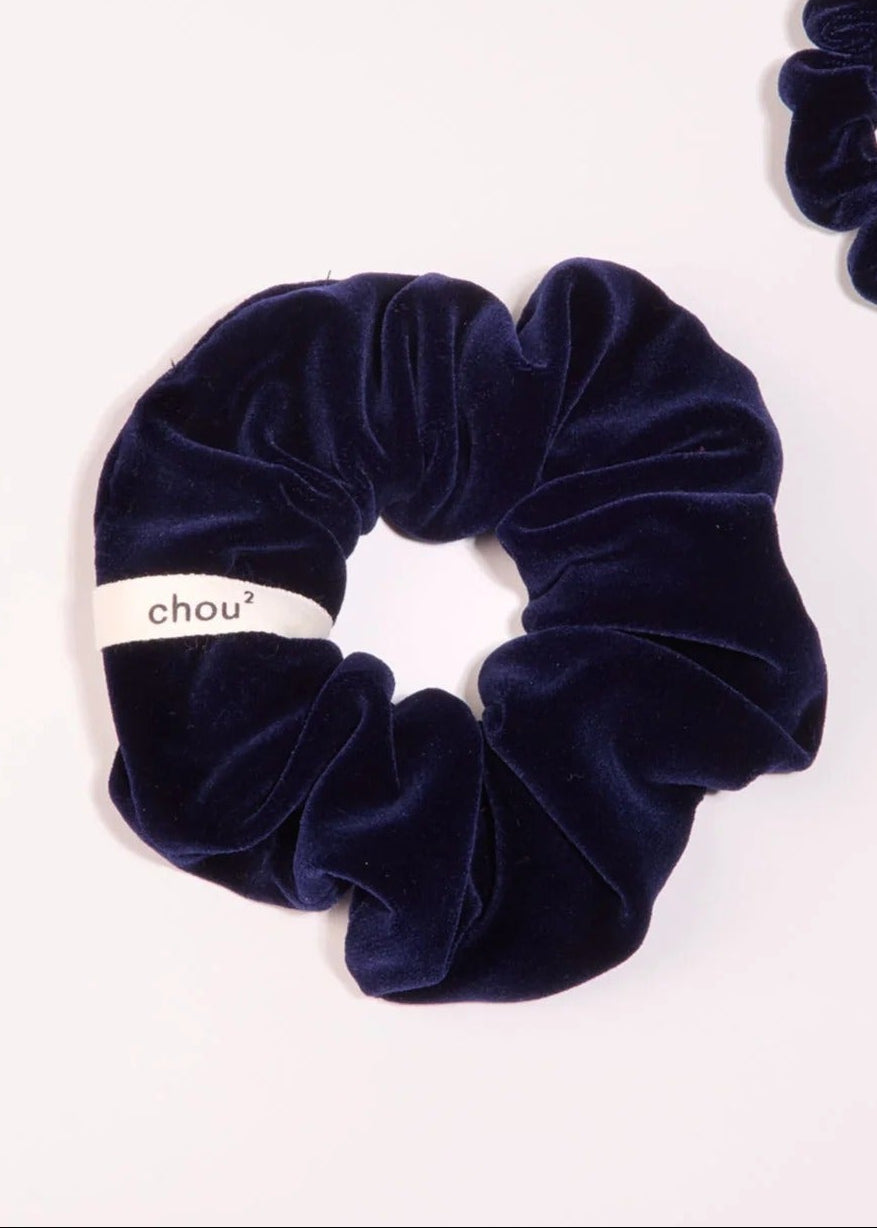 chouchou en velours upcyclé | bleu nuit