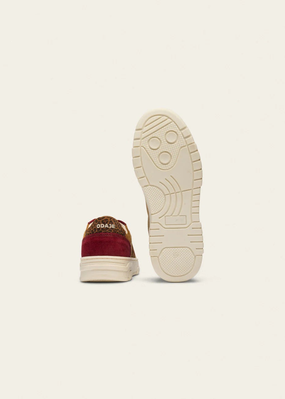 Baskets en cuir certifié LWG | multicolore "baskets basses nora - bordeaux-camel-beige"
