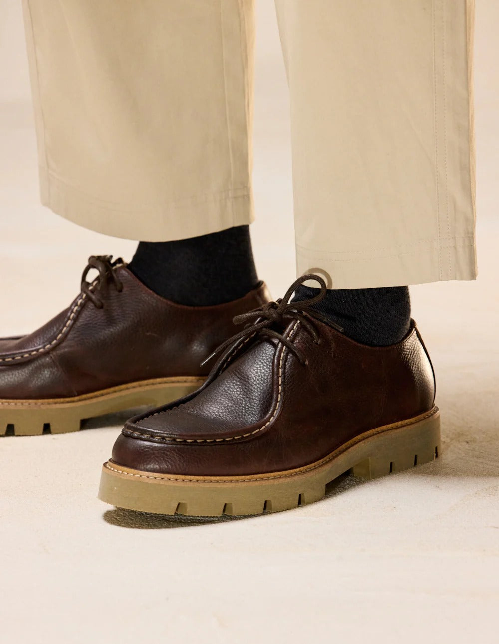 Derbies en cuir certifié | marron "gontran - pull-up grainé marron"