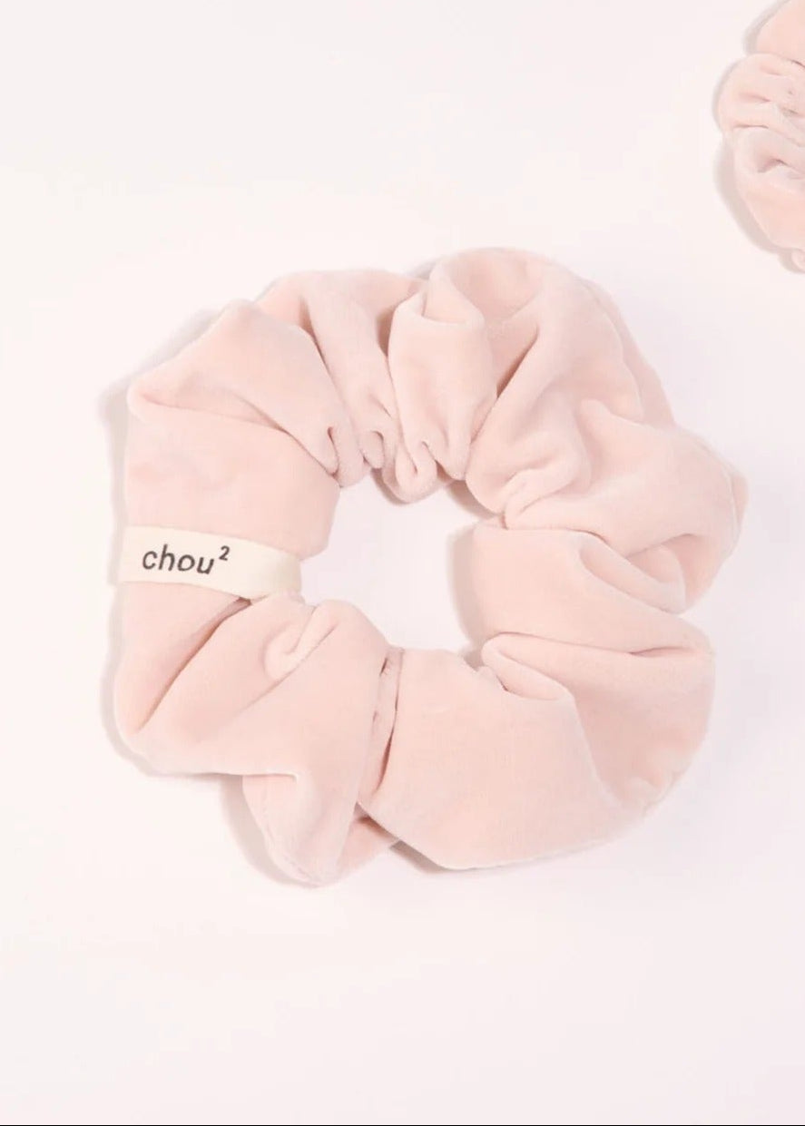 chouchou en velours upcyclé | rose poudré