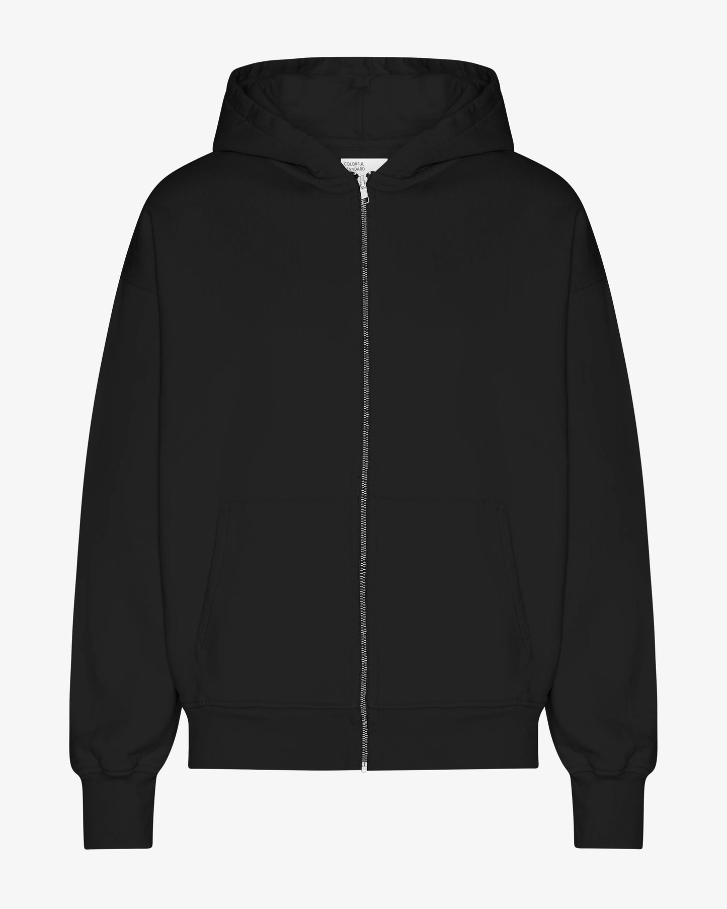 Sweat zippé oversize en coton bio | noir "organic oversized zip hood - deep black"