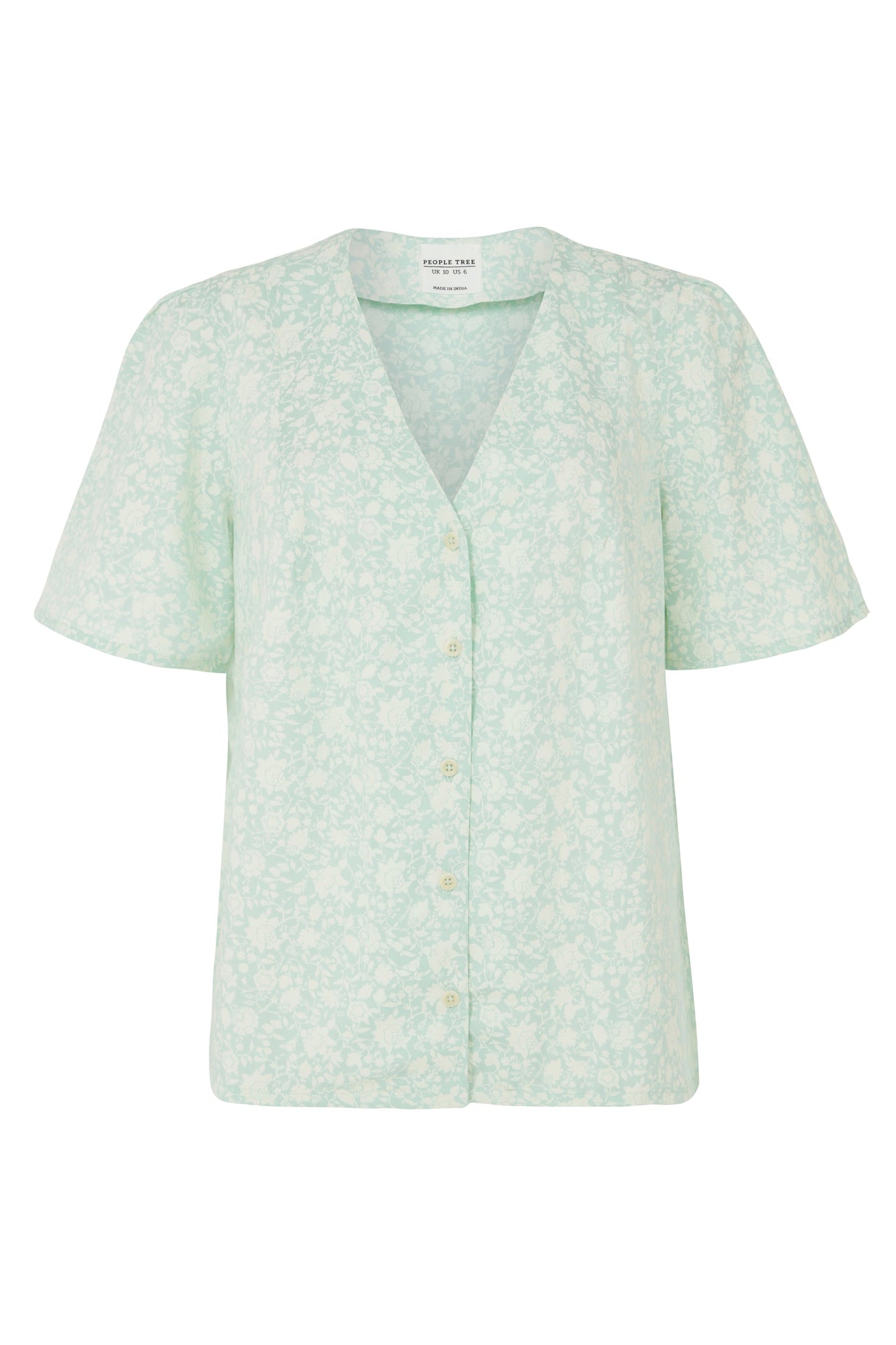 Top vert menthe fleuri en tencel - Isha