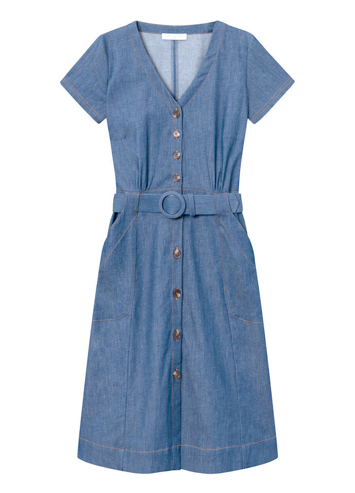 Robe denim en coton bio | bleu "Summer bliss dress - blue"
