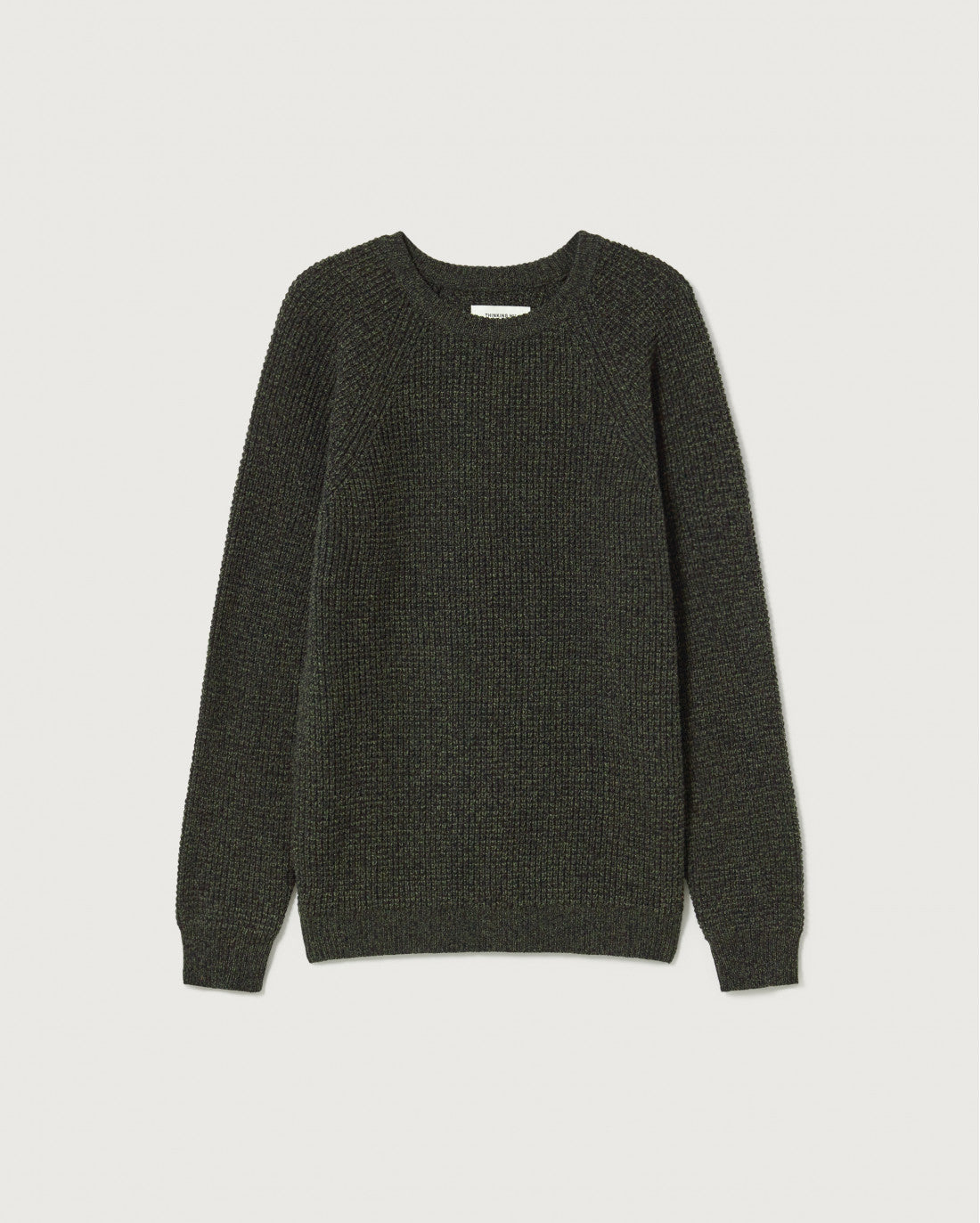 Pull col rond vert foncé en laine certifiée - anteros dark green