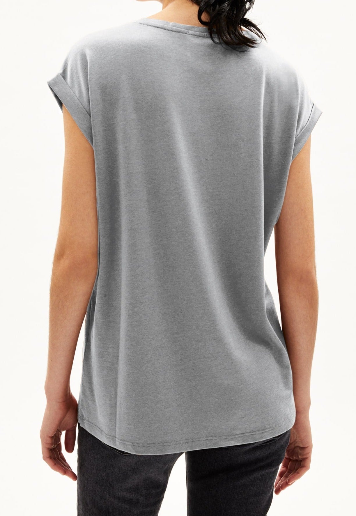 T-shirt en tencel et coton bio | gris "jilaana mid grey melange"