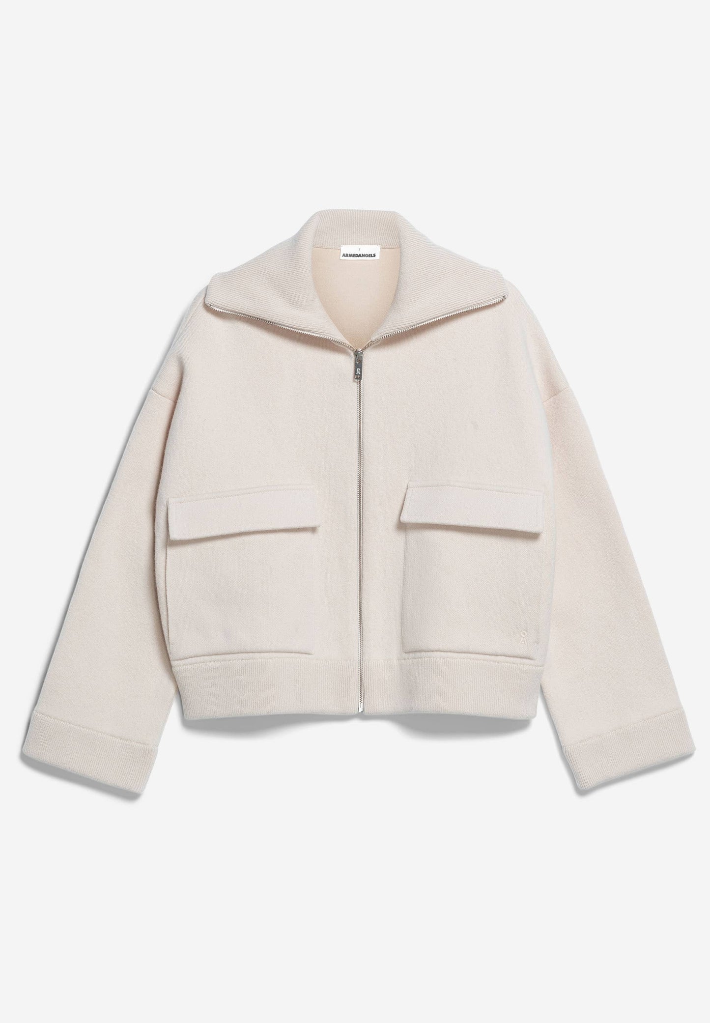 Veste zippée en coton et laine bio | Écru "joannaa oatmilk"