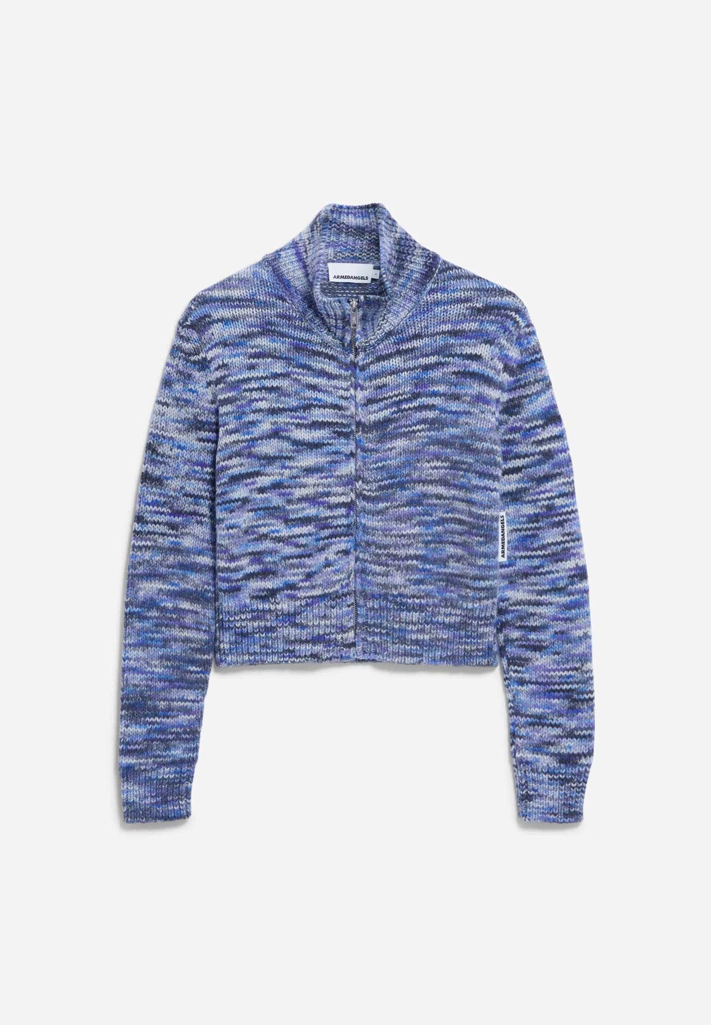 Gilet en laine bio | bleu "joelaa printed - faded indigo"