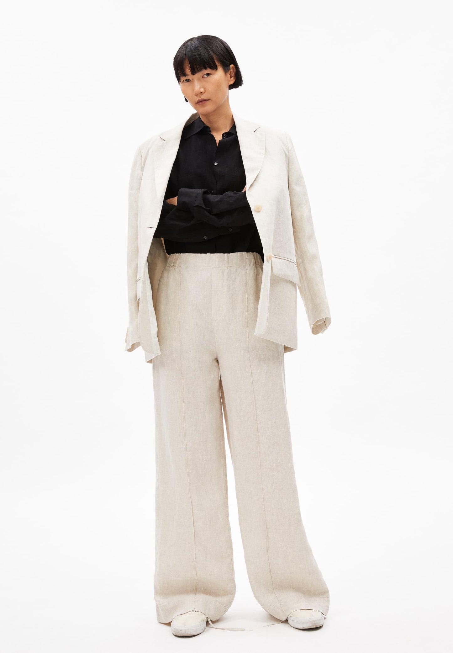 Pantalon ample en lin | beige "Jonvaalie pure lino - undyed"