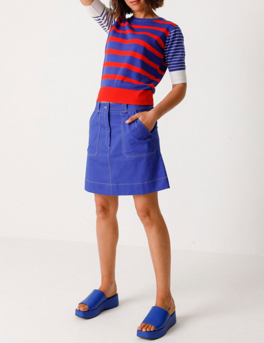 Jupe trapèze en coton bio | bleu "demiku gots skirt royal blue"