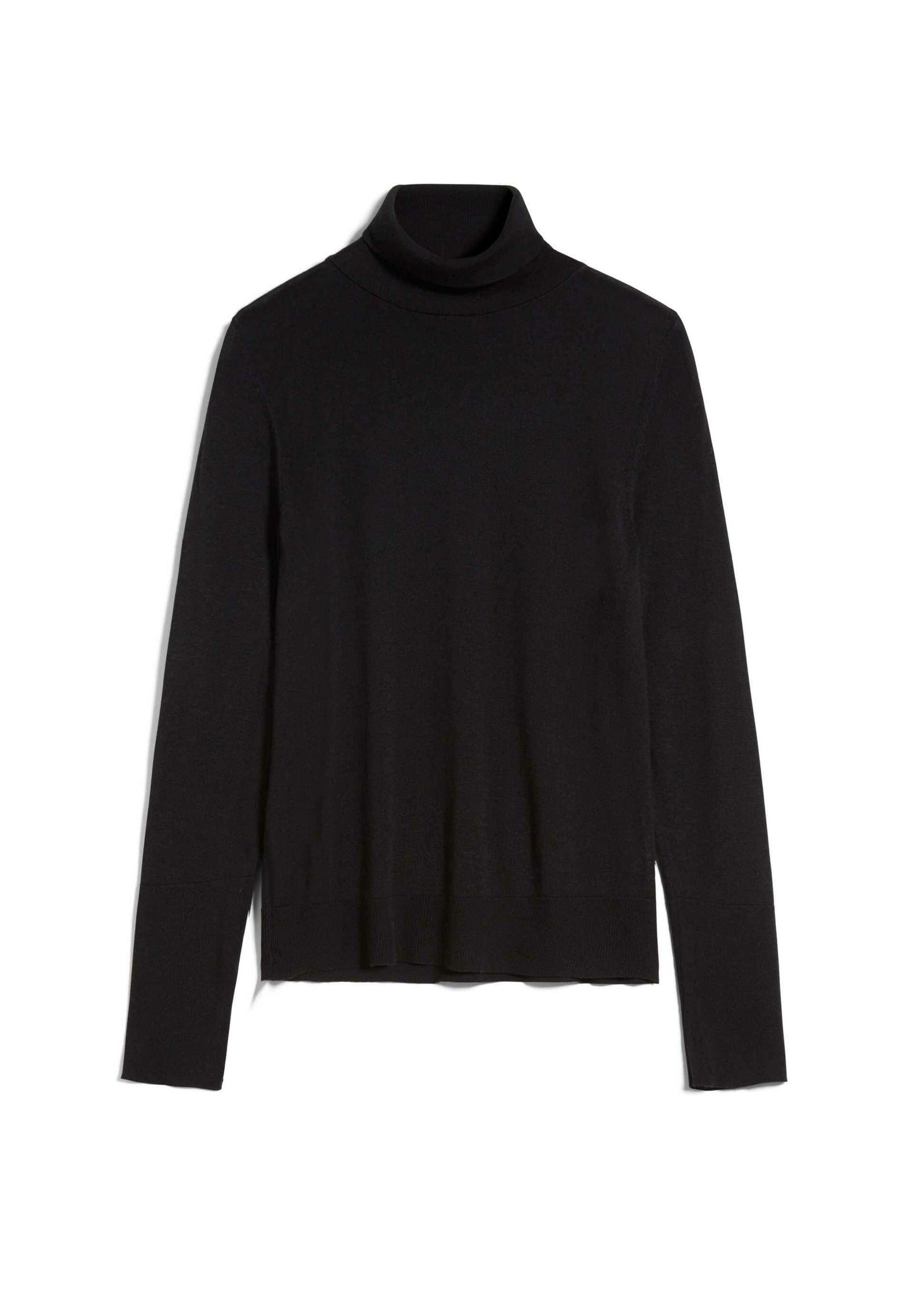 Pull noir col roulé en tencel et coton bio - kaathia black