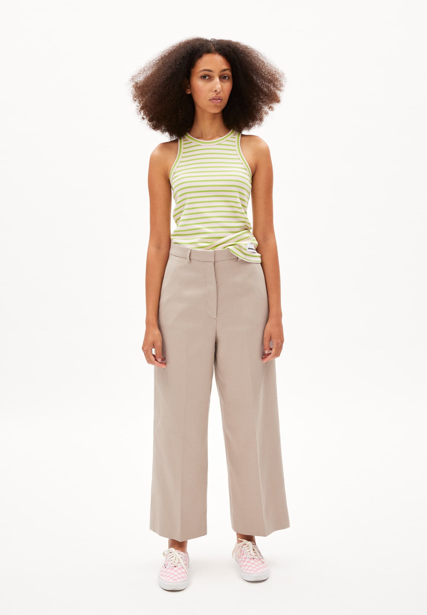 Débardeur en coton bio | rayé vert et rose "kanitaa stripes super lime-pink light"