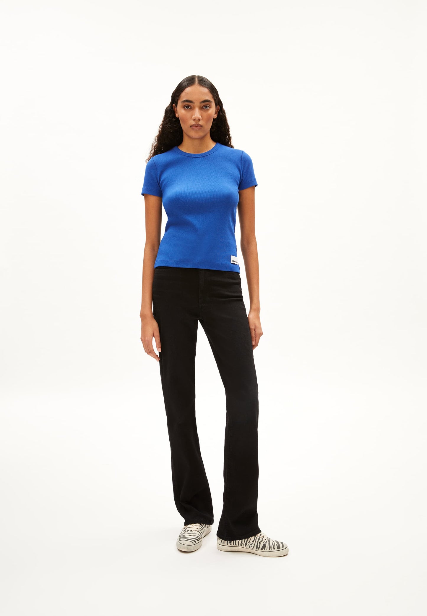 T-shirt côtelé en coton bio | bleu "kardaa dynamo blue"