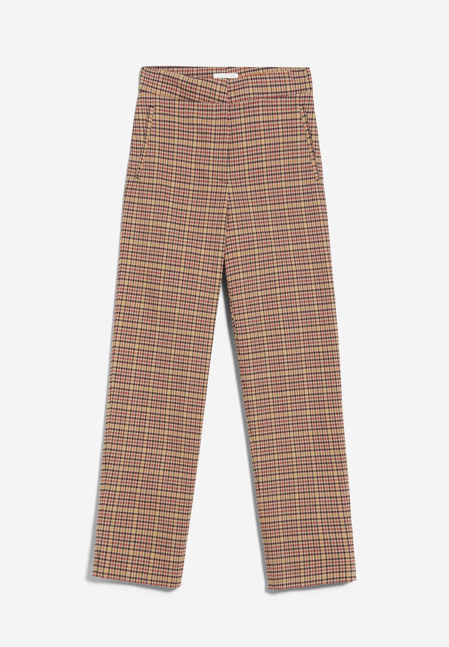 Pantalon droit à carreaux en coton bio - korneliaa tartan kitt-fudge