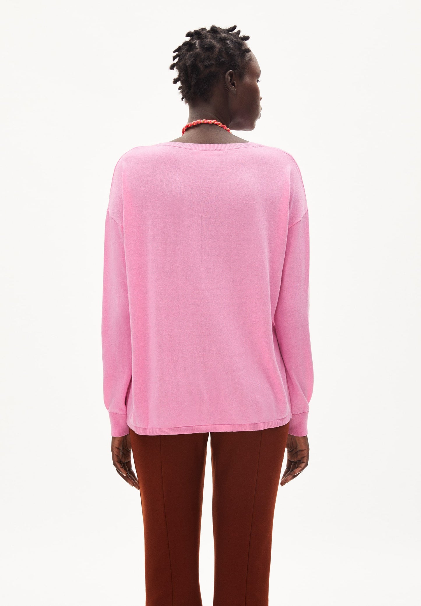 Pull léger rose framboise en tencel et coton bio - laarni raspberry pink