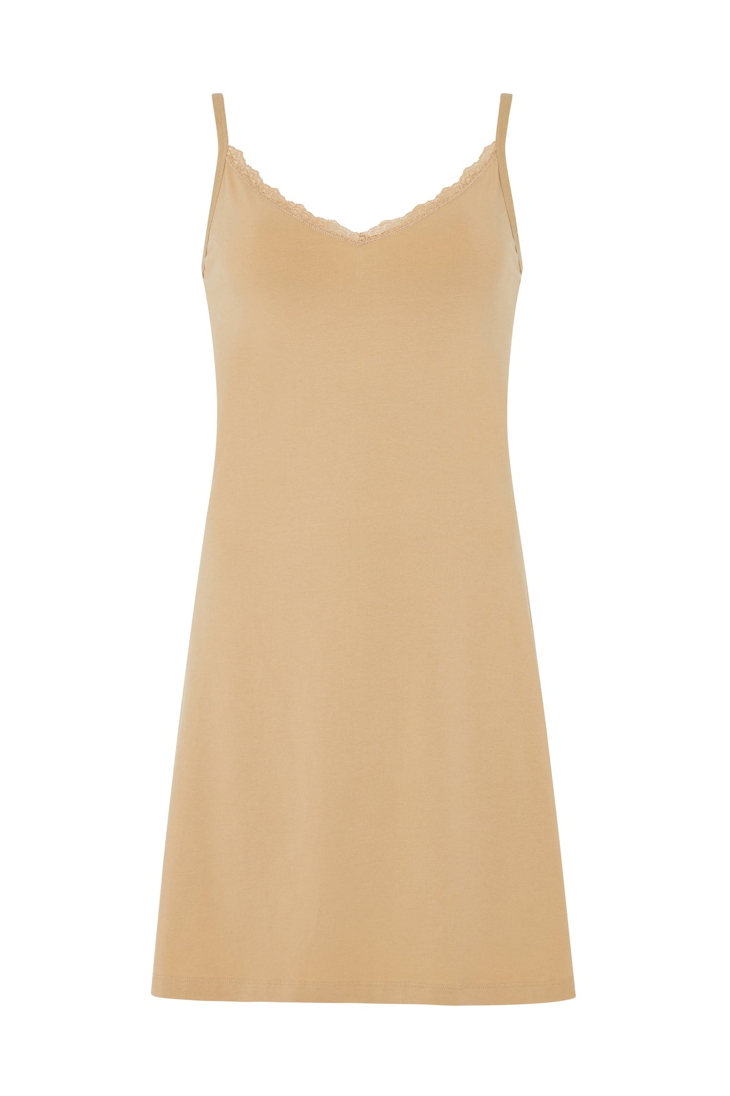 Robe légère beige en coton bio - lace trim slip