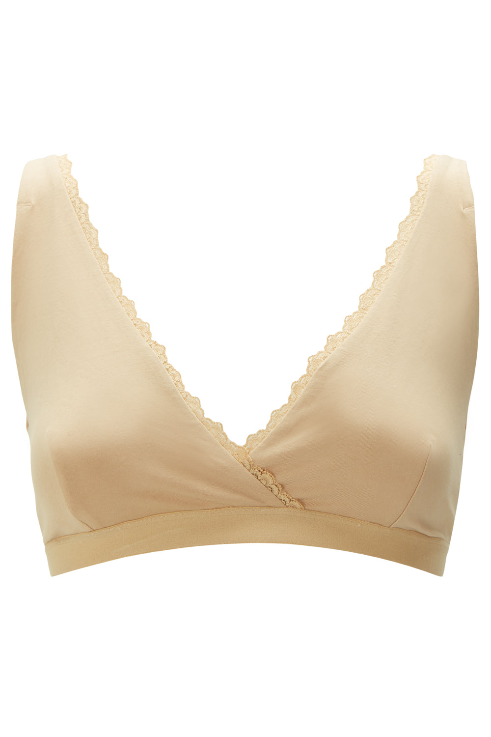 Soutien-gorge beige en coton bio - lace trim triangle