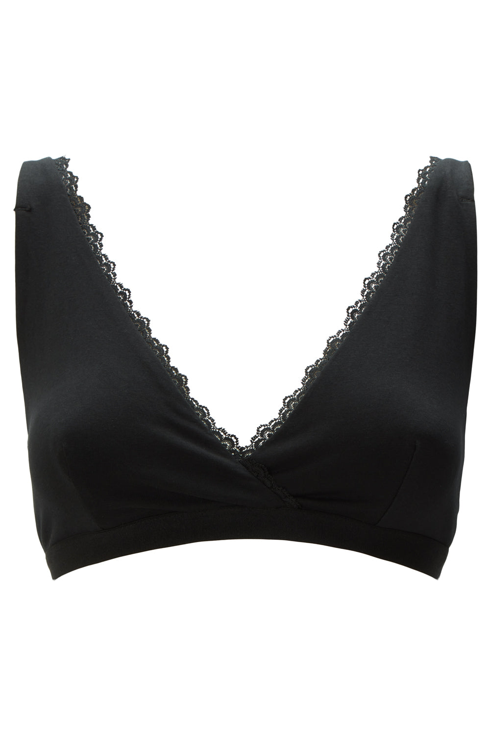 Bralette noire en coton bio - lace trim triangle