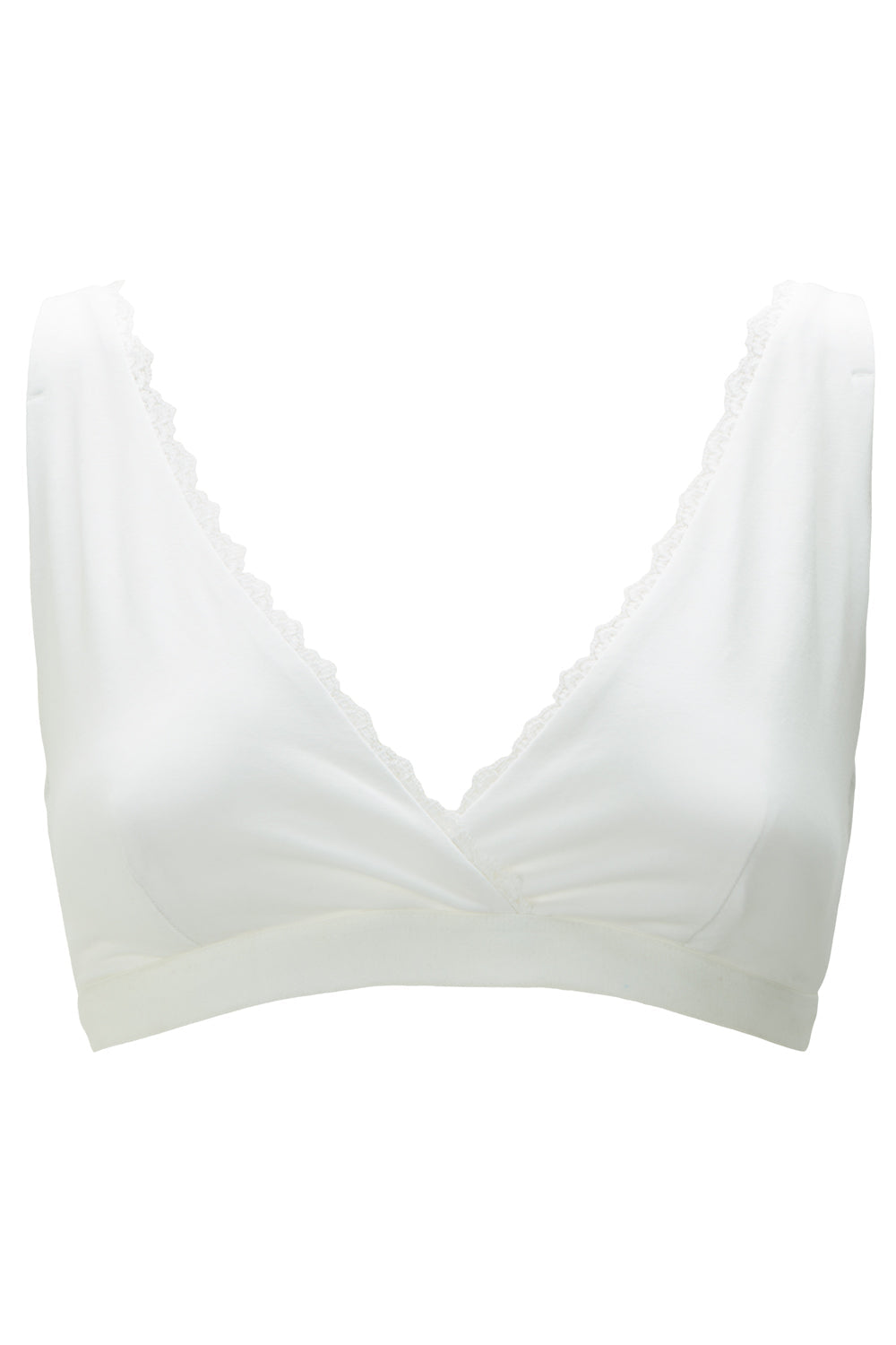 Bralette blanche en coton bio - lace trim triangle eco white